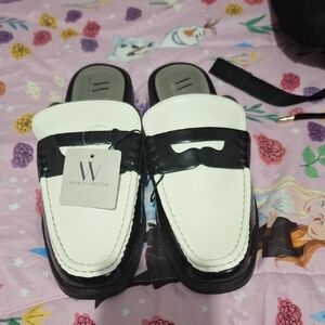 Worthington Black and White Mules with Classic Design